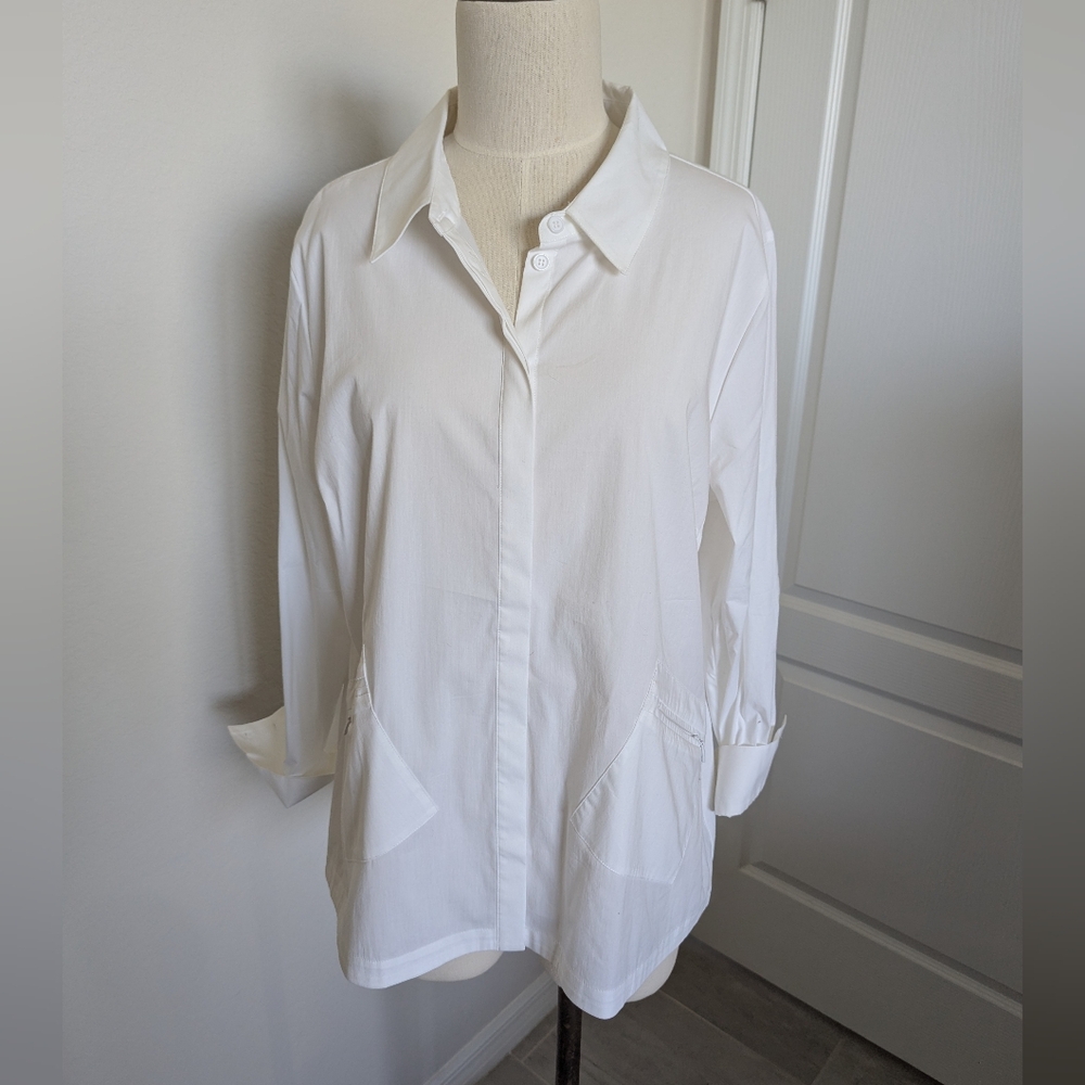 Soft Surroundings White Button-Down Shirt
